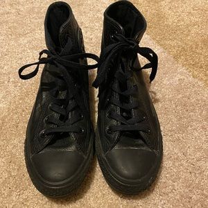 CONVERSE - black 100% leather high top